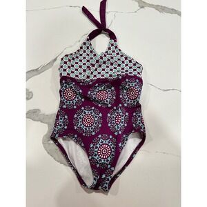 Tea Collection Girls One Piece Swimsuit Mandala‎ Pattern Purple Teal Size 7